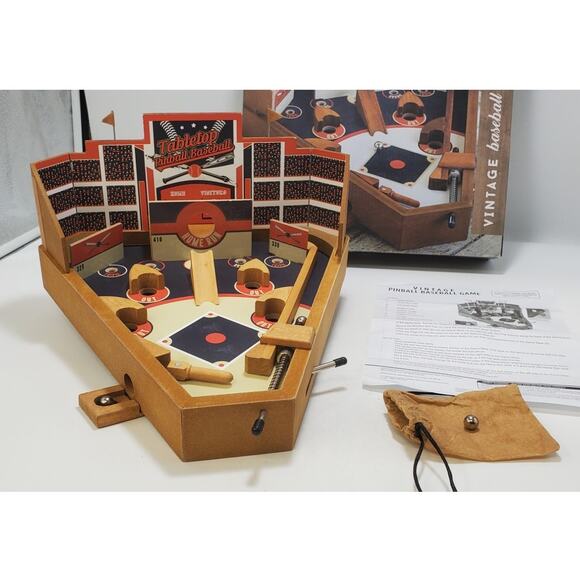 Hammer & Axe Tabletop Baseball Game, Wooden Stadium Pinball Style 100% COMPLETE - Picture 2 of 10